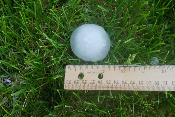 hailstone measured with a US standard ruler